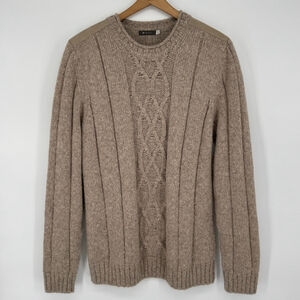 Men’s Sol Baby Alpaca Crewneck Sweater L Suede Trim